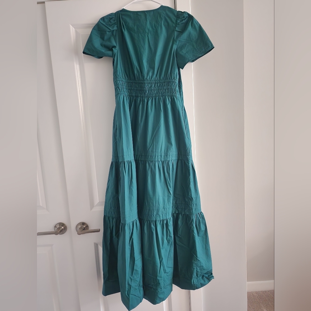 Quince Teal Maxi 100% Organic Cotton Dress - Picture 2 of 5
